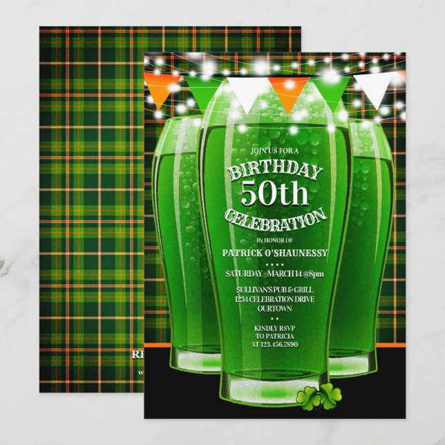 St. Patricks Day Milestone Birthday Party  Invitation (Front/Back)