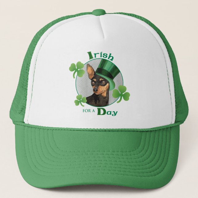St. Patrick's Day Min Pin Trucker Hat (Front)