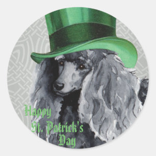 St. Patrick's Day Miniature Poodle Classic Round Sticker