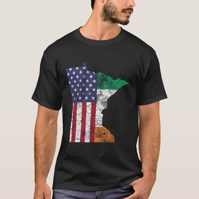 St Patricks Day Minnesota Irish American Flag Men  T-Shirt (Front)