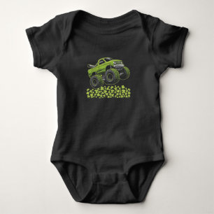 St Patrick's Day Monster Truck Lucky Shamrock Baby Bodysuit