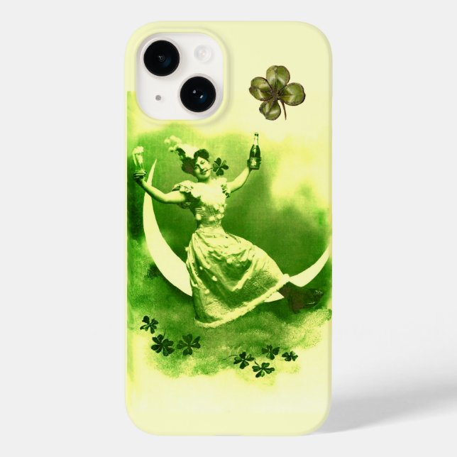 ST PATRICK'S  DAY MOON LADY WITH SHAMROCKS Case-Mate iPhone CASE (Back)