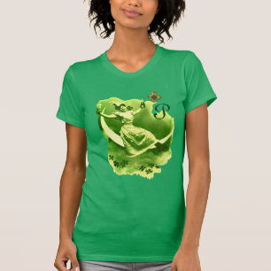 ST PATRICK'S DAY MOON LADY WITH SHAMROCKS MONOGRAM T-Shirt