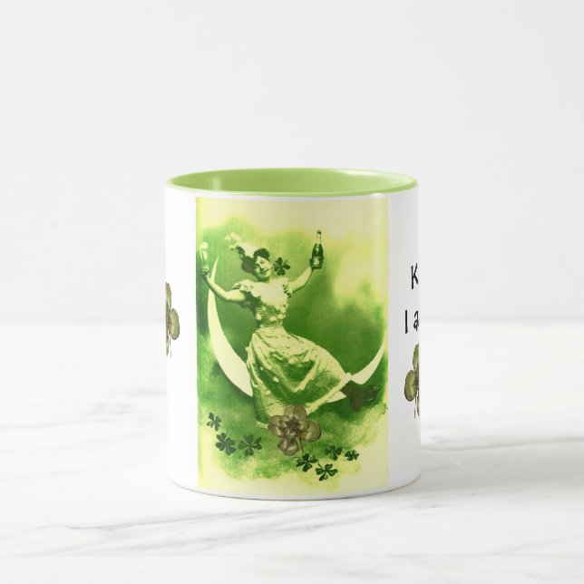 ST PATRICK'S DAY MOON LADY WITH SHAMROCKS TRAVEL M MUG (Center)
