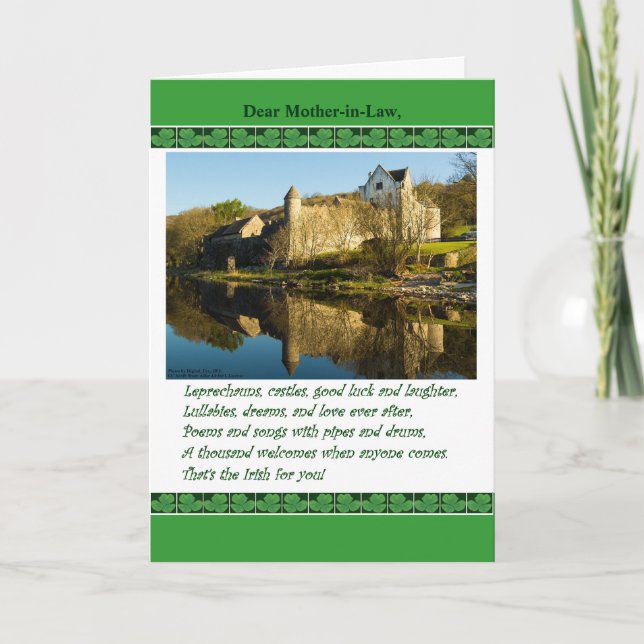 St Patrick's Day Mother-in-Law, Poem, Irish Castle Card (Front)