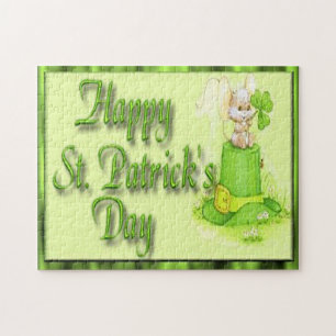 St Patricks Day Mouse Hat Clover Jigsaw Puzzle