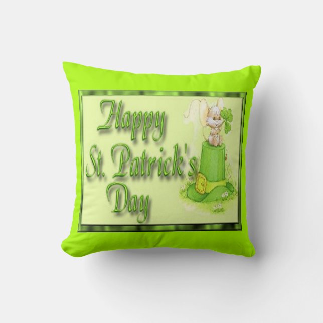 St Patricks Day Mouse Hat Clover Throw Pillow (Front)
