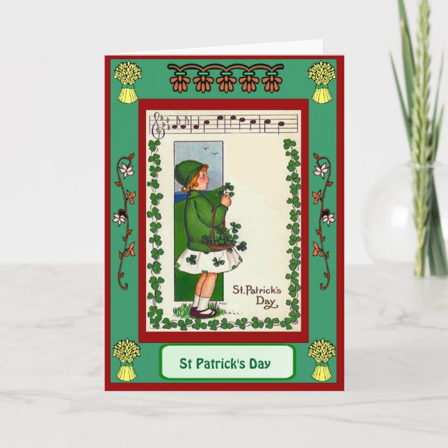 St Patrick's day, Music and shamrocks Card (Front)