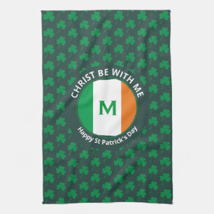 St Patricks Day Name Monogram Shamrock Kitchen Towel
