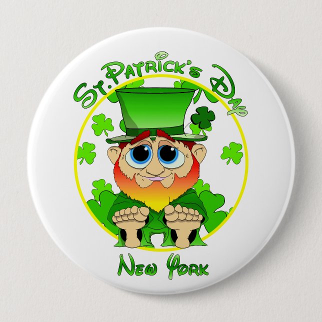 St Patrick's Day New York 4 Inch Round Button (Front)
