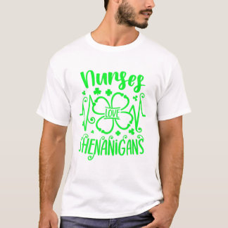 St Patrick's Day Nurse One Lucky Nurses Love Shena T-Shirt