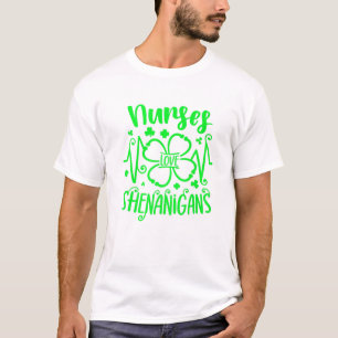 St Patrick's Day Nurse One Lucky Nurses Love Shena T-Shirt