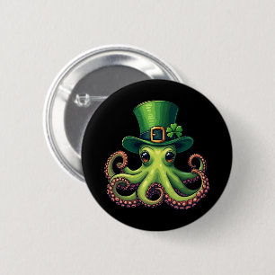 St Patricks Day Octopus Cute Saint Pattys 2 Inch Round Button