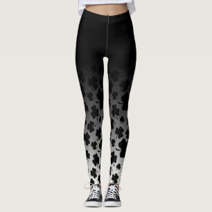 St. Patrick's Day Ombre & Black Shamrock 2 Leggings