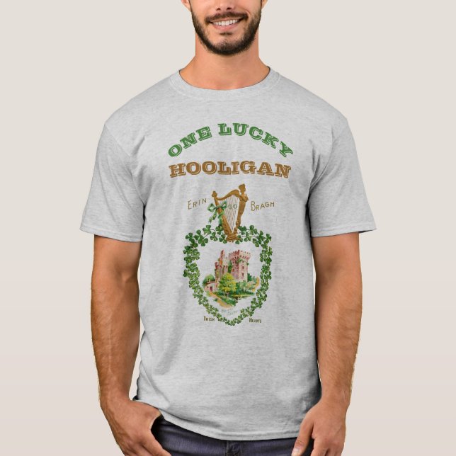 St Patrick's Day One Lucky Hooligan Blarney Castle T-Shirt (Front)