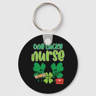St Patricks Day One Lucky Nurse Shamrocks Scrub To Keychain