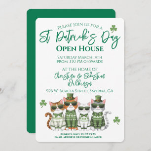 St Patrick's Day Open House Cats Invitation