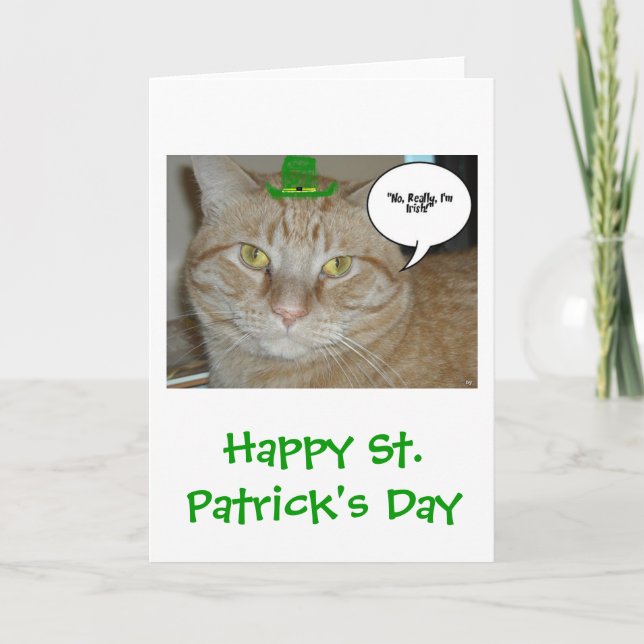 St. Patrick's Day Orange Tabby Cat Card (Front)