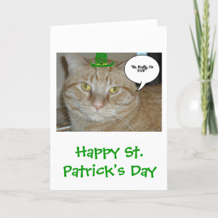 St. Patrick's Day Orange Tabby Cat Card