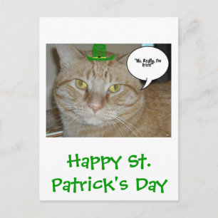 St. Patrick's Day Orange Tabby Cat Postcard
