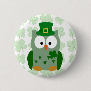 St. Patrick's Day Owl 2 Inch Round Button