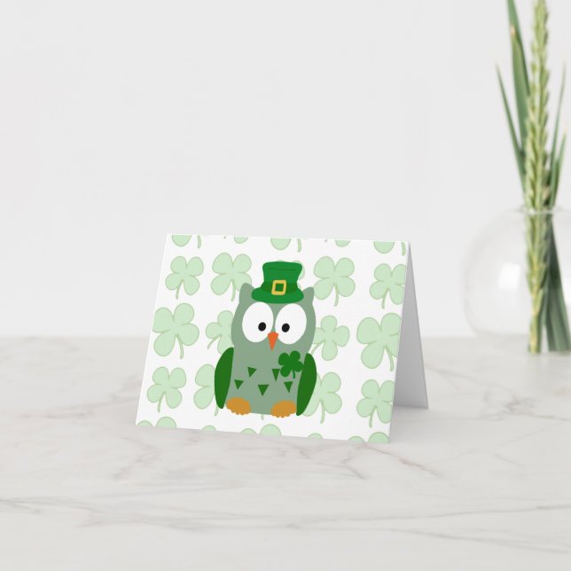 St. Patrick's Day Owl Card (Front)