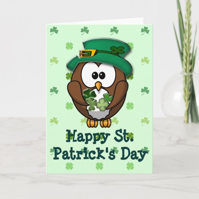 St. Patrick's Day owl Card (Front)