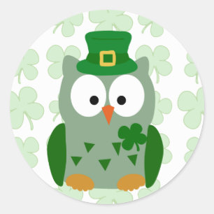 St. Patrick's Day Owl Classic Round Sticker