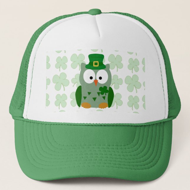 St. Patrick's Day Owl Trucker Hat (Front)