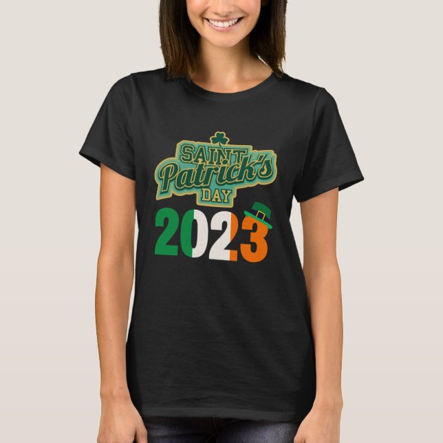 St Patrick's Day Parade 2023 Irish Flag Shamrock L T-Shirt (Front)