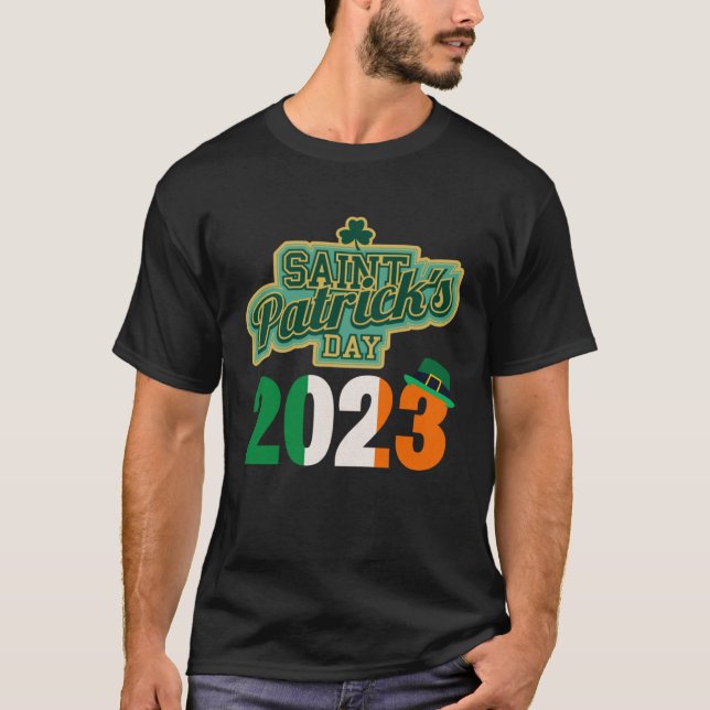 St Patrick's Day Parade 2023 Irish Flag Shamrock L T-Shirt (Front)