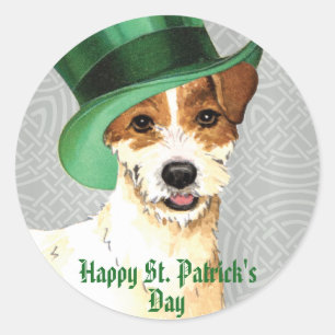 St. Patrick's Day Parson Russell Terrier Classic Round Sticker