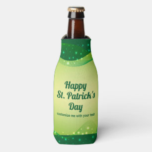 St. Patrick's Day Party Cute Custom Green Sparkle Bottle Cooler