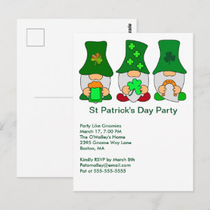 St Patricks Day Party Gnomies Invitation Postcard