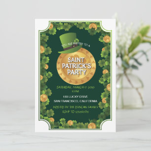 St Patrick's Day Party Green Elegant Cute Modern Invitation