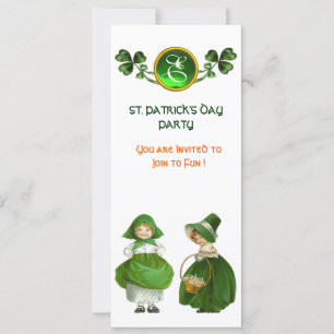 ST. PATRICK'S DAY PARTY GREEN EMERALD MONOGRAM INVITATION