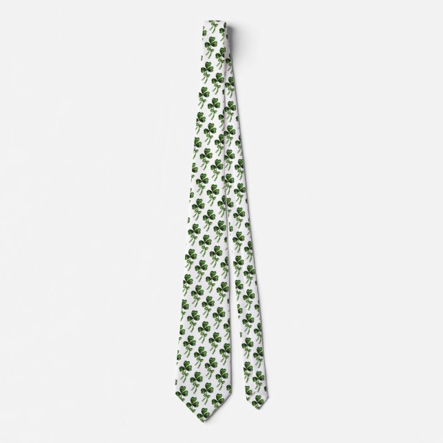 ST PATRICK'S DAY PARTY GREEN IRISH SHAMROCK TIE (Front)