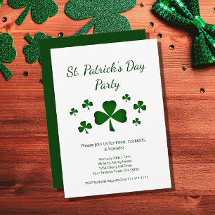 St. Patrick's Day Party Green Shamrocks Invitation