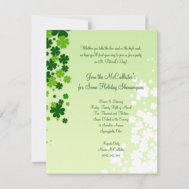 St. Patrick's Day Party Invitation (Front)