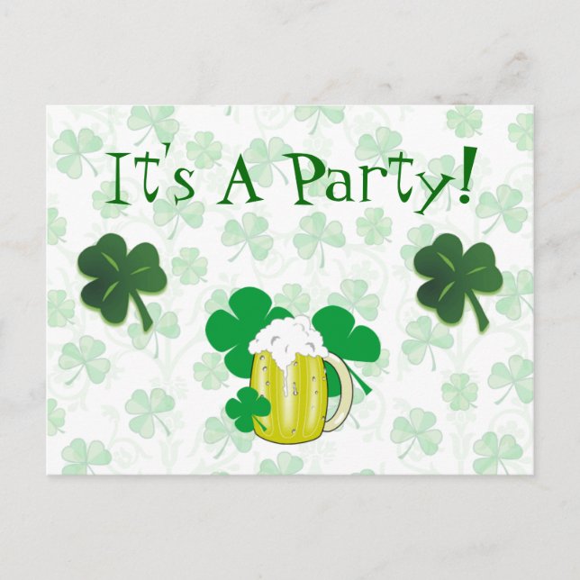 St Patrick's Day Party Invitation Postcard (Front)