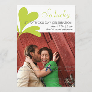 St Patricks Day Party Lucky Shamrocks Green Photo Invitation