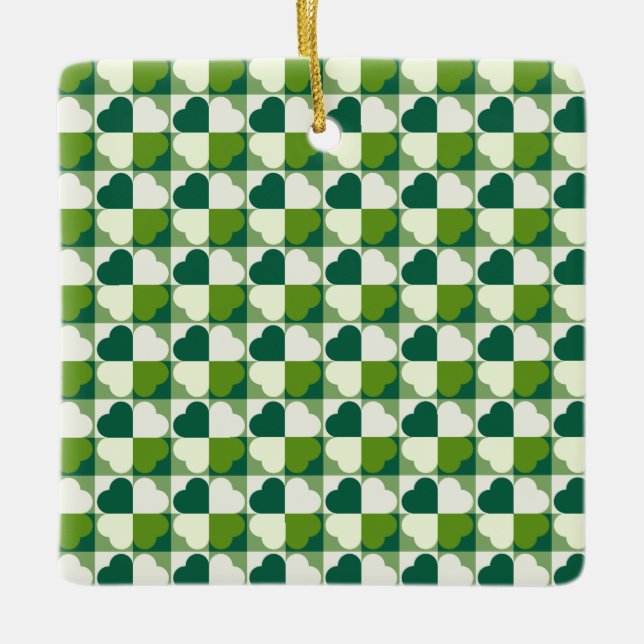 St. Patrick's Day Pattern Ceramic Ornament (Front)