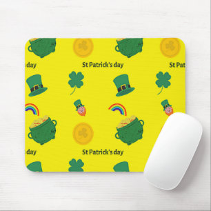 St patrick's day pattern on yellow mouse pad