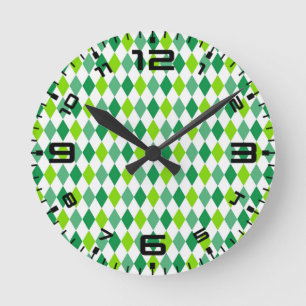 St. Patrick's Day Pattern Round Clock