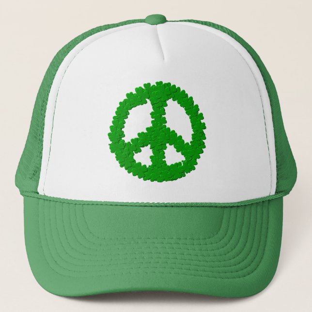 St Patrick's Day Peace Sign Trucker Hat (Front)