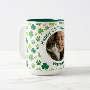 St. Patrick's Day Personalized Cat Mom Photo Mug