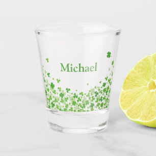 St. Patrick's Day personalized shamrock Shot Glass