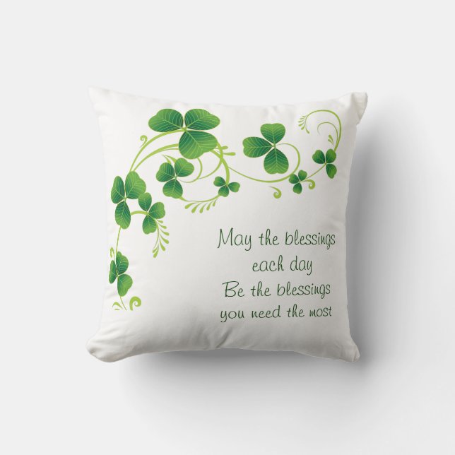 St. Patrick's Day Pillow-May The Blessings Throw Pillow (Front)