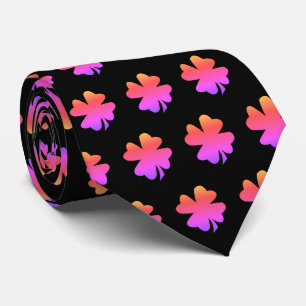 St Patrick's Day Pink Black Shamrock Gift Favour Tie