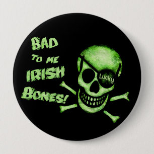 St. Patrick's Day Pirate Skull Button